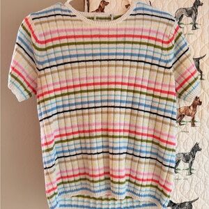 Vintage Striped Short Sleeve Sweater
